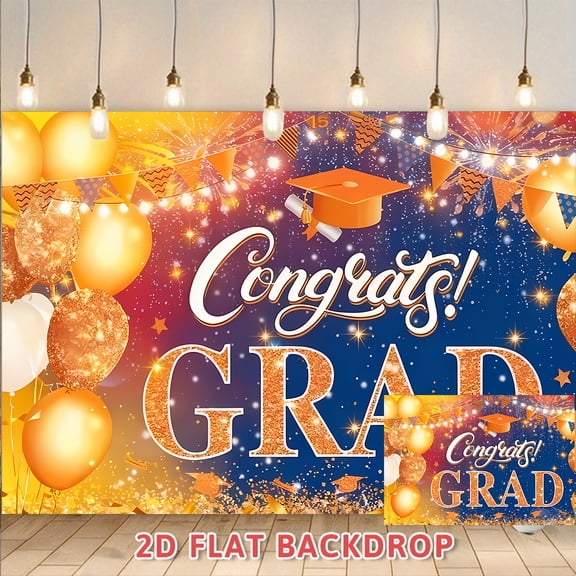 Congrats Grad Backdrop Graduation Party Decorations Banner Photo Booth Background for Graduation Ceremony Indoor Outdoor Celebration Events