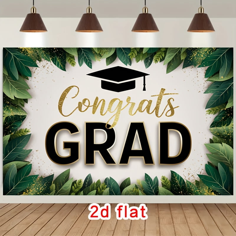 Congrats Grad Backdrop Lush Green Leaves Congratulations Graduation ...