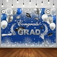 thumbnail image 1 of Congrats Grad Backdrop Royal Blue Silver Graduation Photography Background Class of 2023 Celebration Prom Party Decorations Congratulations on Graduation Banner Photoshoot Props, 1 of 4