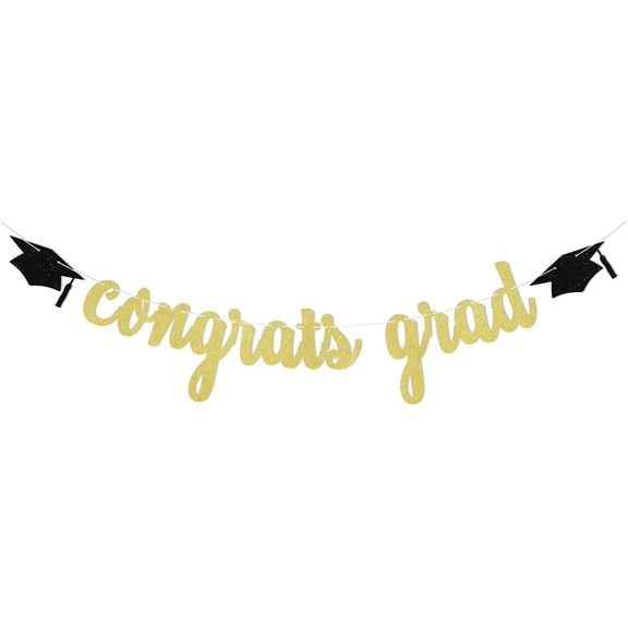 Congrats Grad Banner - 2025 Graduation Party Decoration, Gold We're So Proud of You, Graduation Banner Grad 2024 Decor Congratulations Grad Party Decorations (Gold)