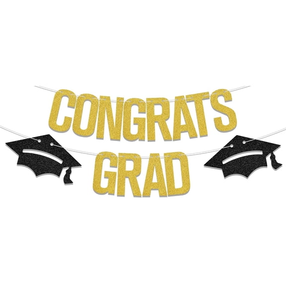 Congrats Grad Banner, Congrats Grad 2024 Decorations, Class Of 2024 Decor, You Did It We Are Proud of You, Class Of 2024 Middle High School Senior College Graduation Party Supplies Gold Black