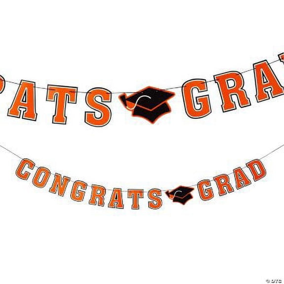 Congrats Grad Banner - Orange, Graduation, Party Decor, 1 Piece