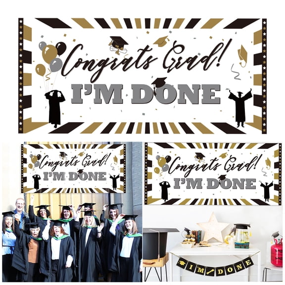 Supvox Graduation Party Banner Multi-Color Congrats Grad for Decorative Use