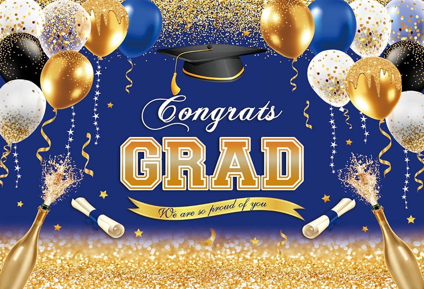 Congrats Grad Black Gold Glitter Graduation Class of Party ration ...