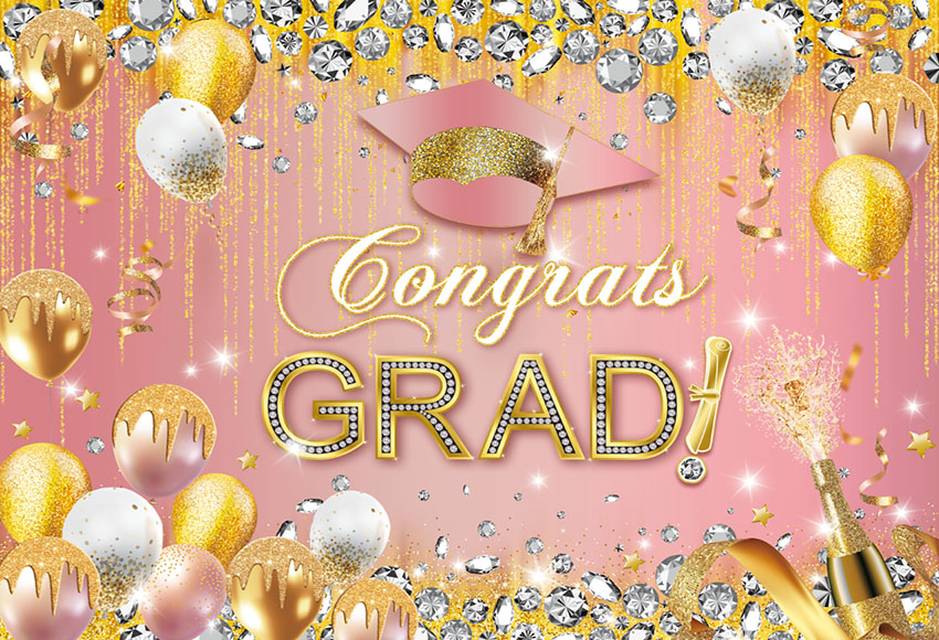 Congrats Grad Black Gold Glitter Graduation Class of Party ration ...