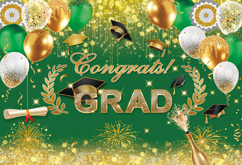 Congrats Grad Black Gold Glitter Graduation Class of Party ration ...