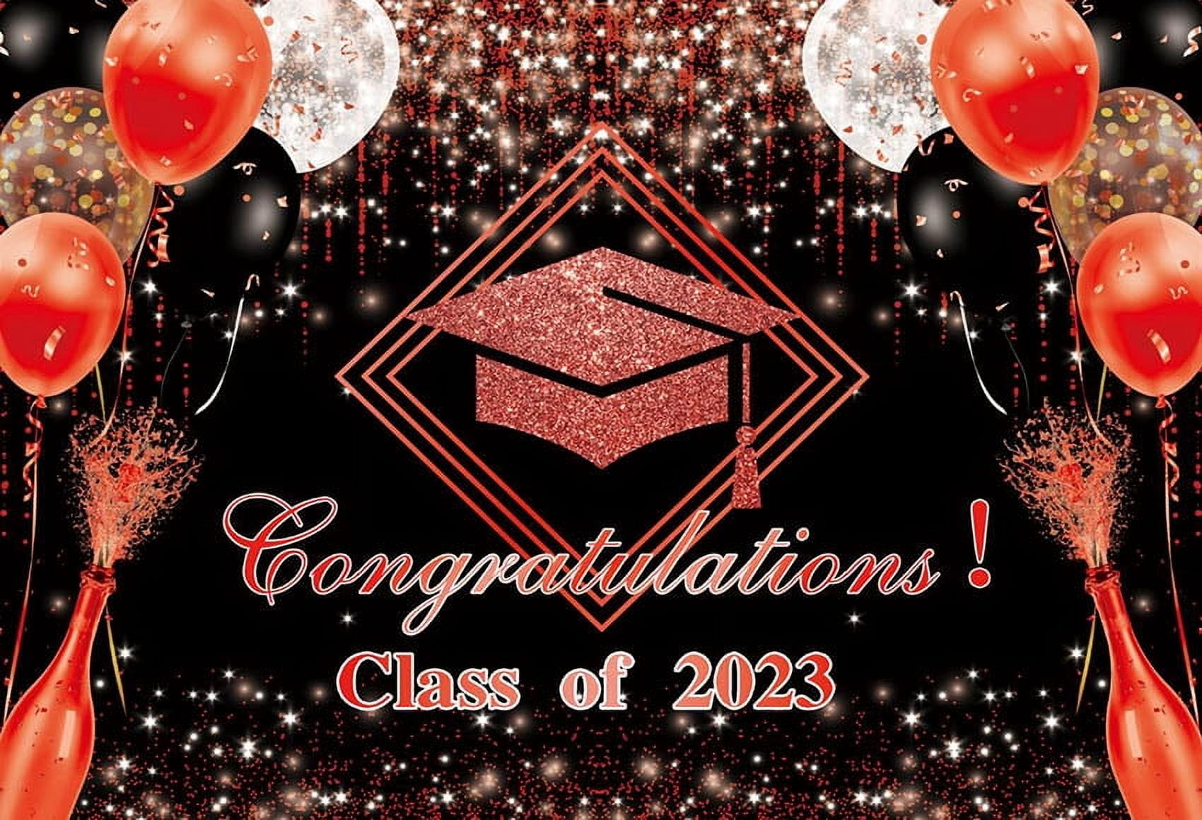 Congrats Grad Black Gold Glitter Graduation Class of Party ration ...