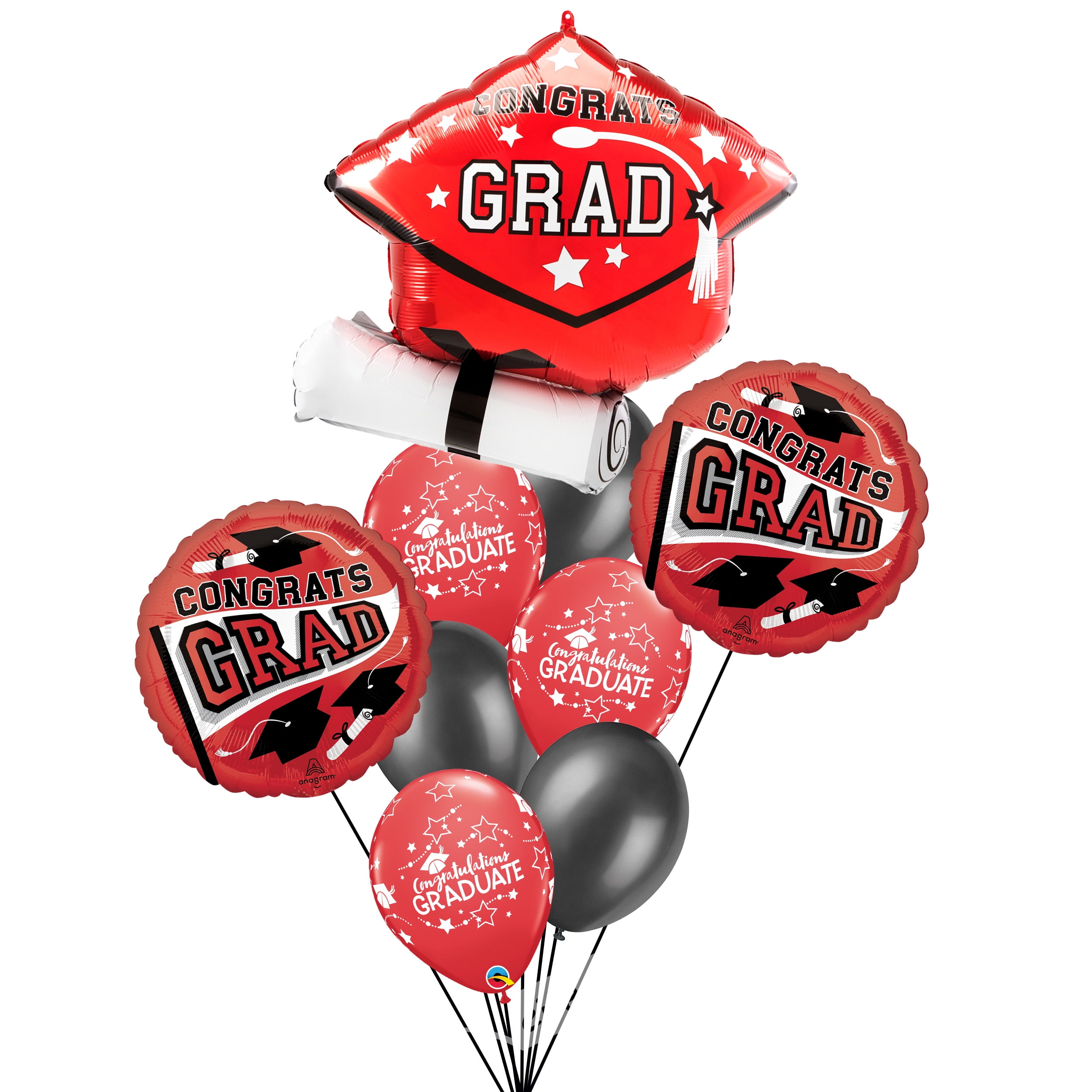 Congrats Grad Cap Stars School Color Decorations 9pc Graduation ...