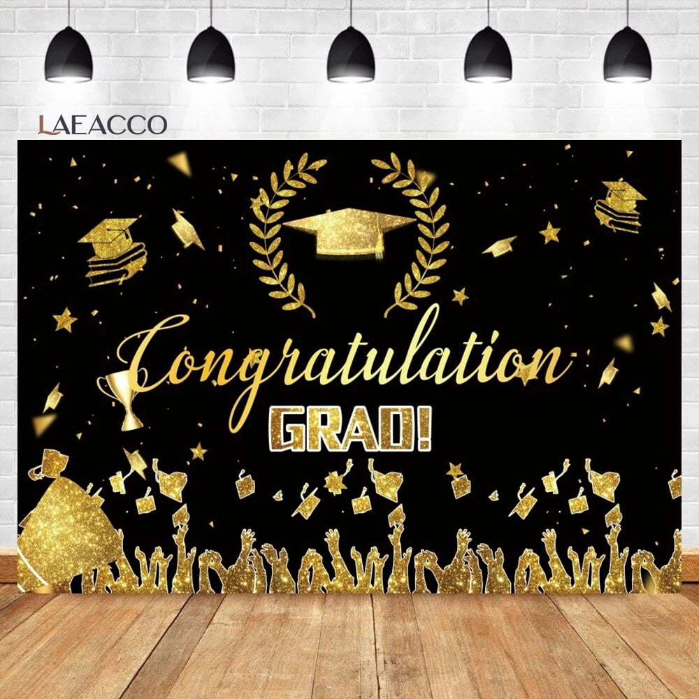 Congrats Grad Class of 2024 Backdrop Graduation Academic Cap Boys Girls ...