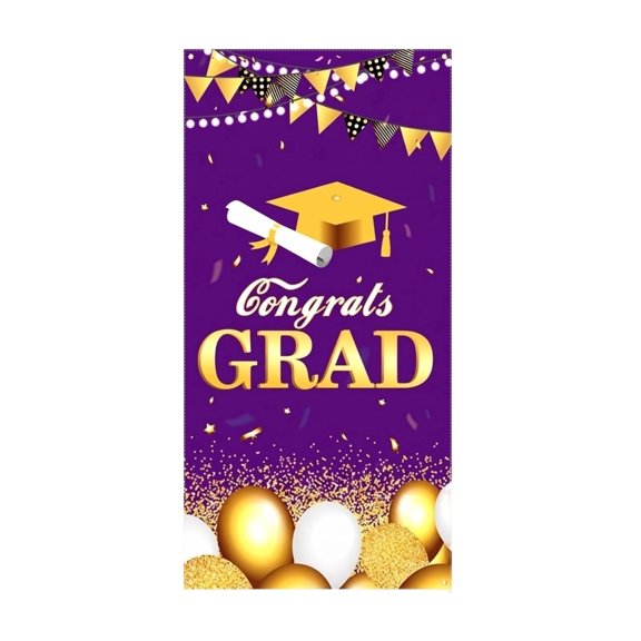 Congrats Grad Class of 2026 Graduation Door Cover Hanging Cloth Banner for Outdoor Party Decoration