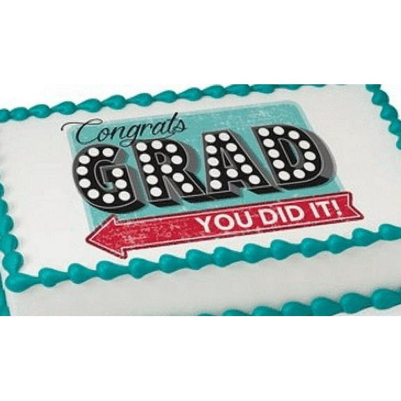 Congrats Grad Edible Extra Large 8 x 10 Cake Decoration Topper Image