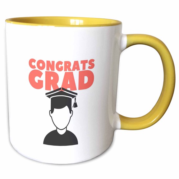 3drose, Congrats Grad Gift for Graduation, 11oz Two-tone Yellow Mug