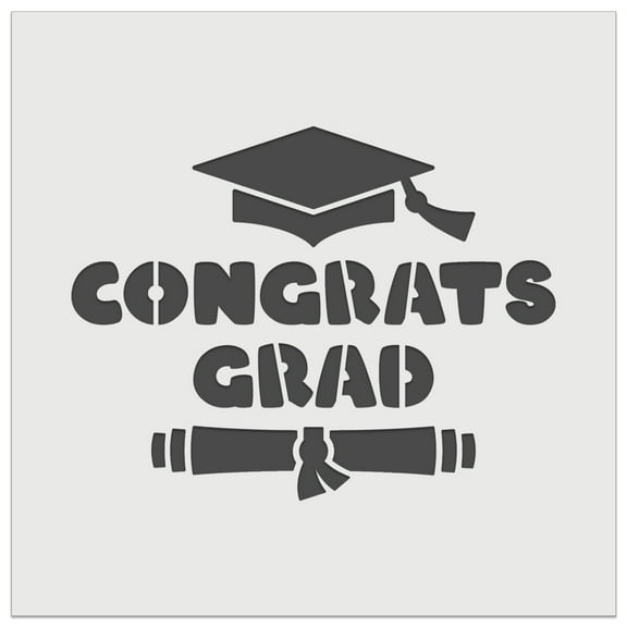 Congrats Grad Graduate Graduation Cap Diploma DIY Cookie Wall Craft Stencil - 4.5 Inch