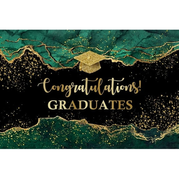 Congrats Grad Graduation Backdrop Class of 2025 Golden Flower Bachelor Cap Decorations Background Congratulations Graduate Floral Commencement Prom Birthday Banner Photo Booth