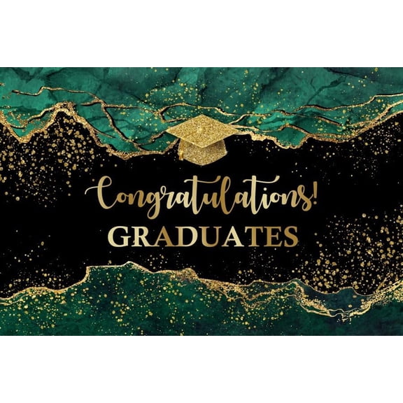 Congrats Grad Graduation Backdrop Class of 2025 Golden Flower Bachelor Cap Decorations Background Congratulations Graduate Floral Commencement Prom Birthday Banner Photo Booth