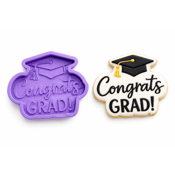 Congrats Grad Graduation Cap Cookie Cutter & Stamp