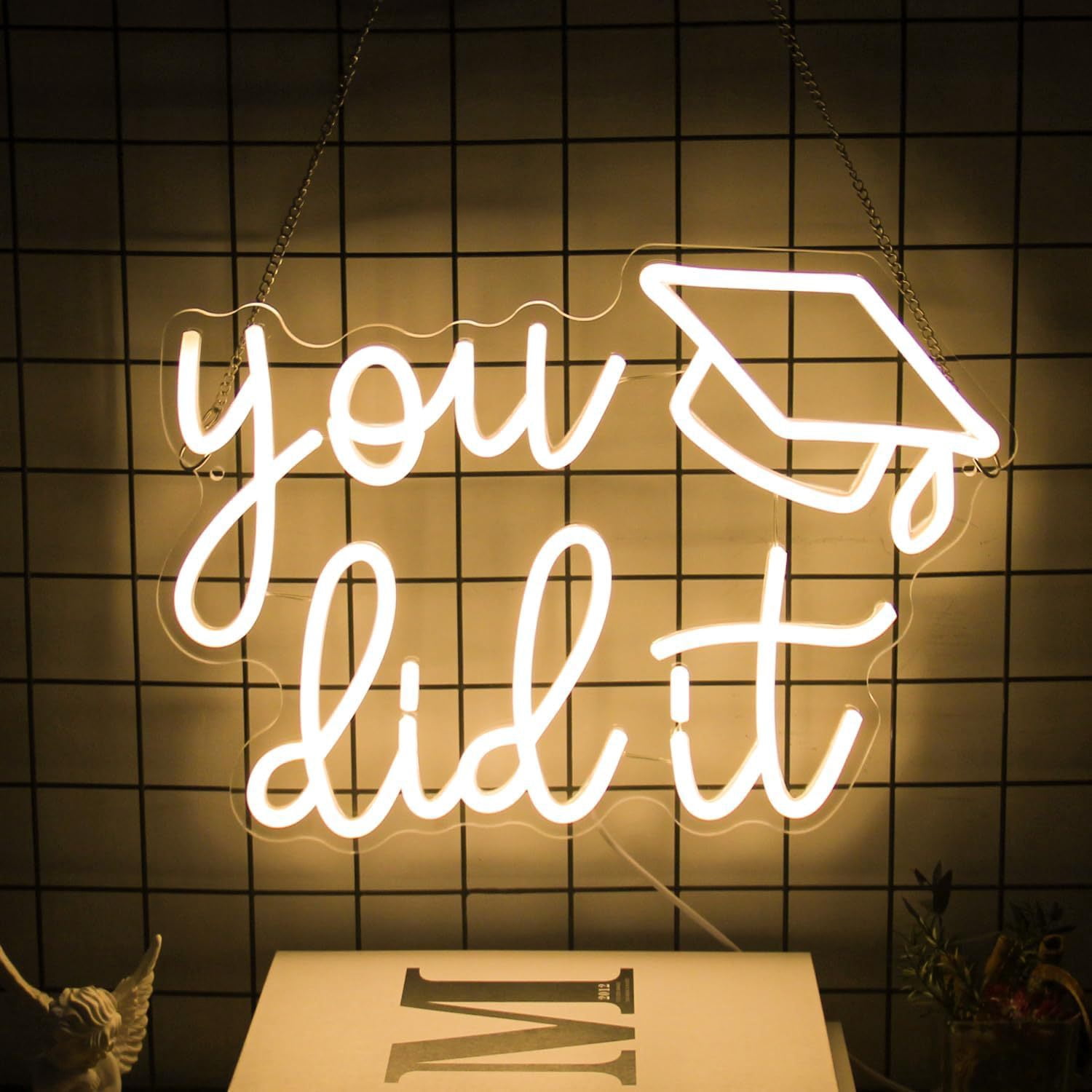 Congrats Grad Neon Sign,Hanging & Tabletop Congrats Grad Sign for Backdrop,Grad Neon Lights for Bedroom,Graduation Led Signs Class of 2026,Graduation Gift for Room Dorm Decor
