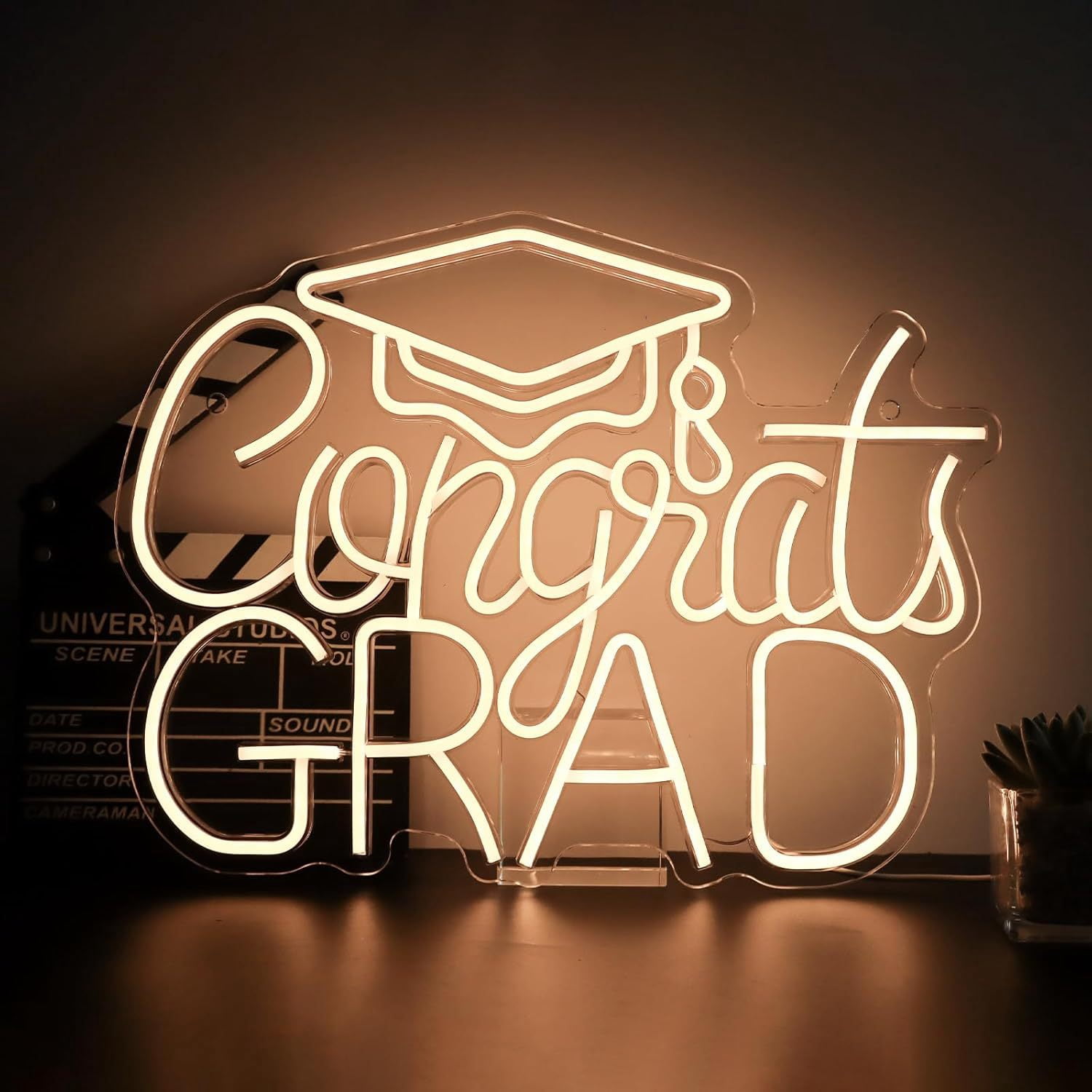 Congrats Grad Neon Sign,Hanging & Tabletop Congrats Grad Sign for Backdrop,Grad Neon Lights for Bedroom,Graduation Led Signs Class of 2026,Graduation Gift for Room Dorm Decor