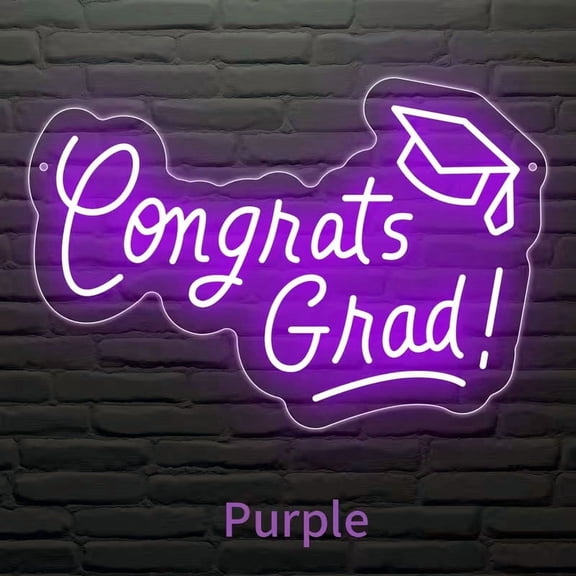 Congrats Grad Neon Sign with Mortarboard - 12.8" x 8.9", Adjustable LED Light Up Sign for Prom Party, Photo background wall, Class of Celebrations, Graduation Gift for Dorm Backdrop Room
