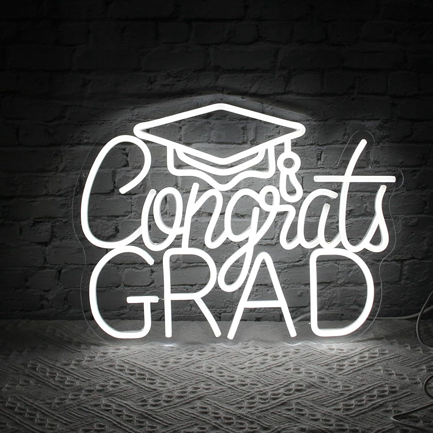 Congrats Grad Neon Sign W/ Graduation Cap,Congrats Grad Sign for Backdrop,Grad Neon Lights for Bedroom,Graduation Led Signs Class of 2026,Graduation Gift for Room Dorm Decor