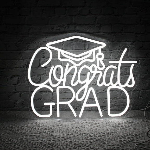 Congrats Grad Neon Sign W/ Graduation Cap,Congrats Grad Sign for Backdrop,Grad Neon Lights for Bedroom,Graduation Led Signs Class of 2026,Graduation Gift for Room Dorm Decor