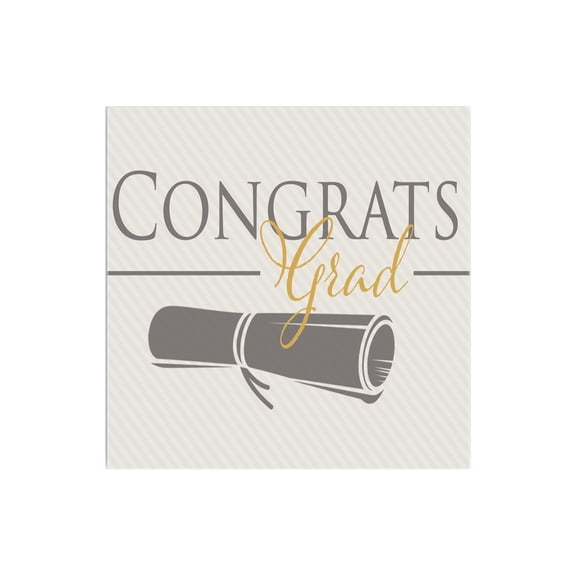Congrats Grad Parchment Stripe Diploma 12 x 12 Wood Wall Sign Plaque