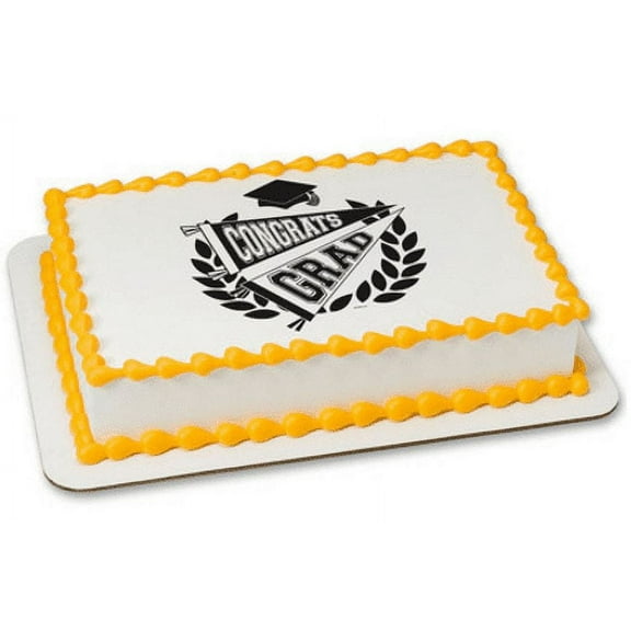 Congrats Grad Pennants Edible Extra Large 8 x 10 Cake Decoration Topper Image