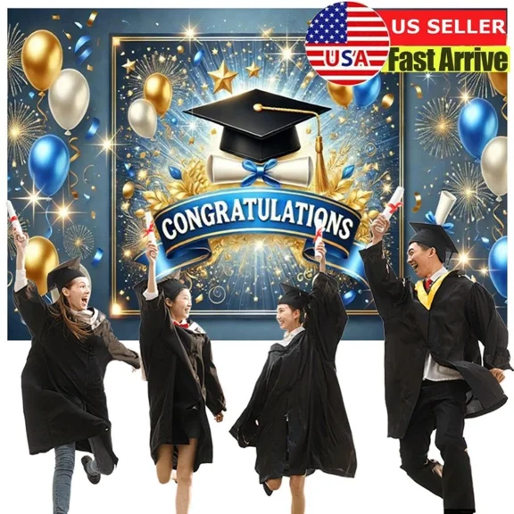 Congrats Grad Photography Background Cloth Backdrop Banner For Party Props
