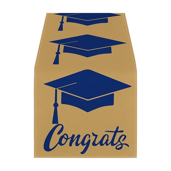 Congrats Grad Table Runner Class of 2026 Graduation Party Decorations Gold Black Glitter Disposable Plastic Tablecover for Dessert Table Dining Table Centerpiece Simple Elegant Decor
