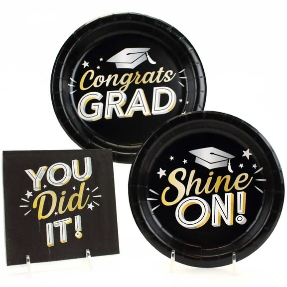 Prime Party Congrats Grad Graduation Party Supplies Plates & Napkins Set – Pack of 8