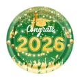 thumbnail image 1 of Congrats Graduation Green Gold Party Decorations, 7 Inch 10Pc Disposable Plates, Party Supplies For Graduation Events Celebrations Banquets, 1 of 6