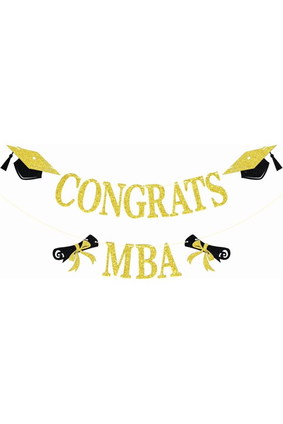 Congrats MBA Banner, MBA Graduation Banner, Masters Degree, Congratulations MBA, 2025 MBA Graduation Party Decorations, Gold Glitter