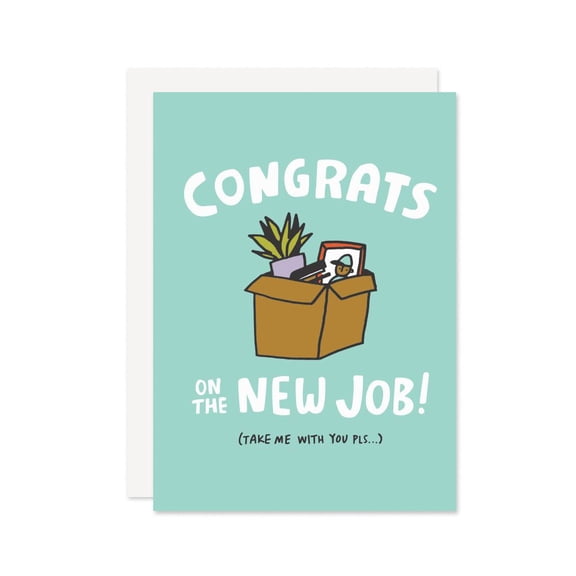 Congrats on the New Job Card Fun Office Moving Design Blank Inside for Personal Messages Great Gift for Coworkers or Friends Starting New Careers