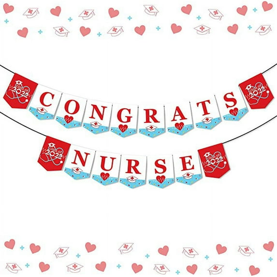 Congrats Nurse Banner 2023 Nurse Graduation Decorations for Nursing Medical School RN Graduation Party Supplies