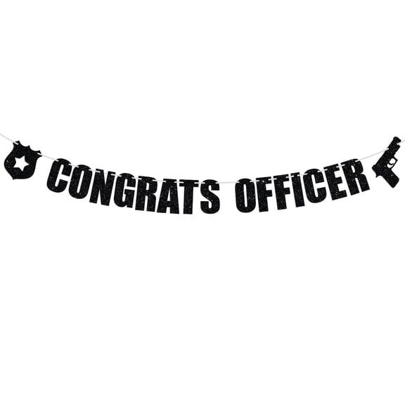 Congrats Officer Banner, Future Officer, Officer Graduation Decorations Supply, Class of 2025 Police Academy Graduation Party Supplies, Black Glitter