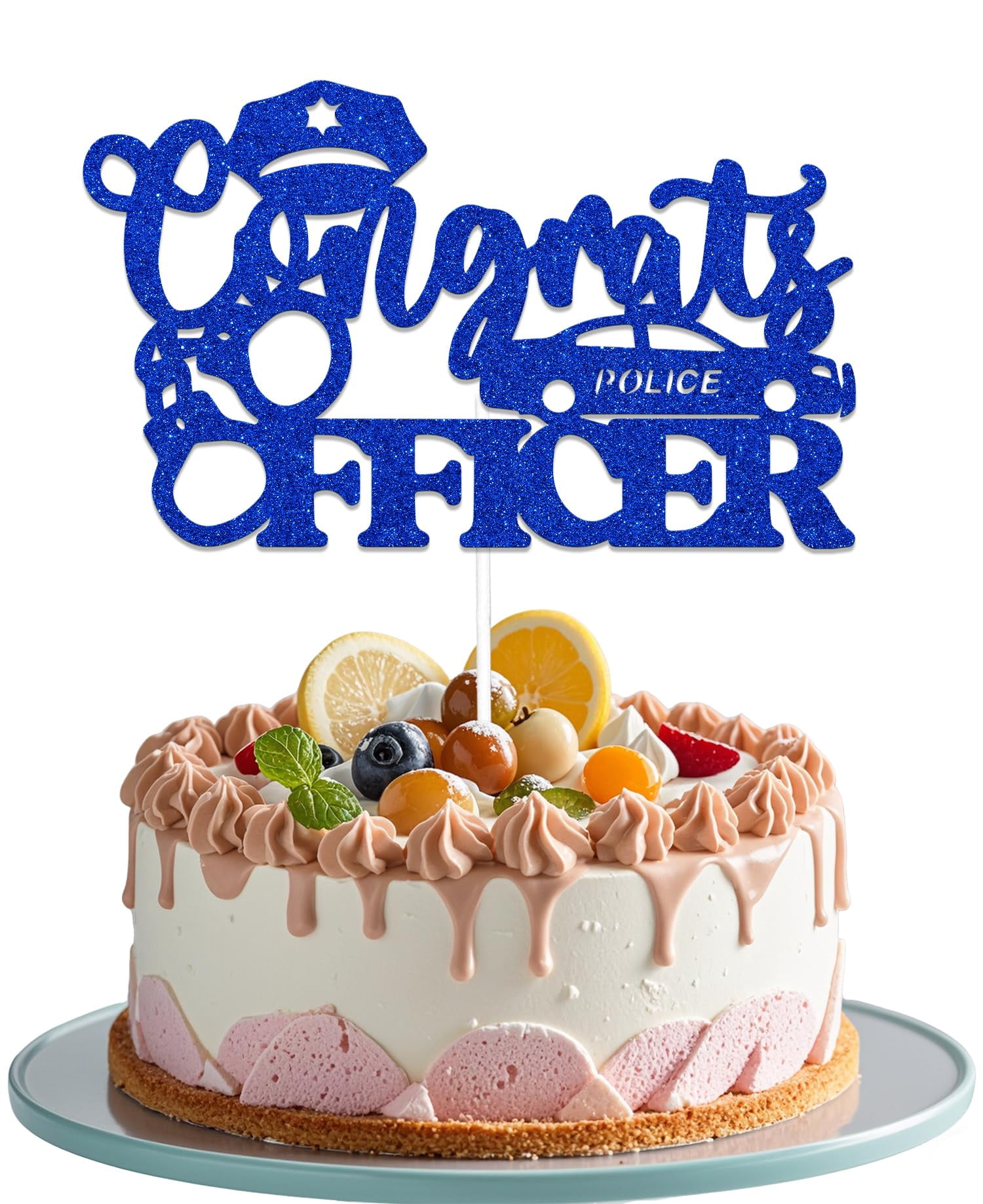 Future Police Officer Cake Topper - Class Of 2023 Graduation Decor, Black Glitter, For Cakes & Desserts 11 thumbnail image