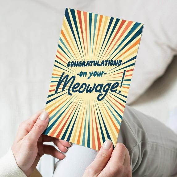Congrats On Your Meowage Funny Marriage Celebration Card Sarcastic Greeting Cards With Envelopes