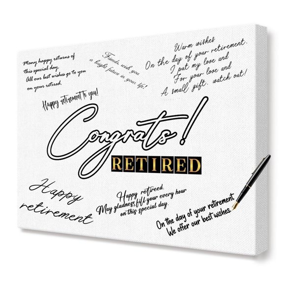 Congrats Retired Canvas Wall Art,Retirement Gifts for Women,Happy Retired Wall Decor,Retirement Party
