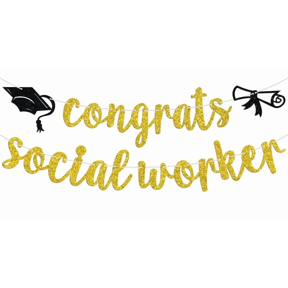 Congrats Social Worker Banner, Congrats Grad/We Appreciate You, 2025 College/Universary Graduation Party Decorations Supplies