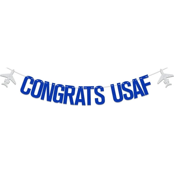 Congrats USAF Banner, Congrats Pilot Decoration Congrats Grad/Class of 2024, 2024 College Graduation Party Decorations Blue, Silver