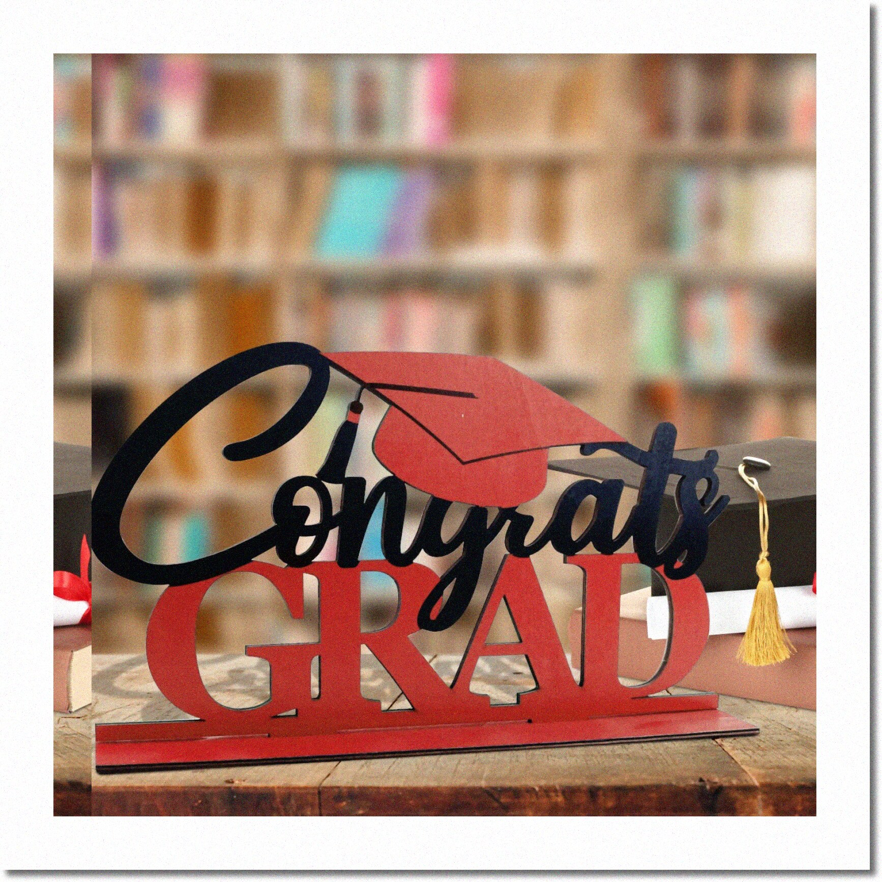 "Congrats Woodies 2024" Unique Wooden Table Toppers for High School