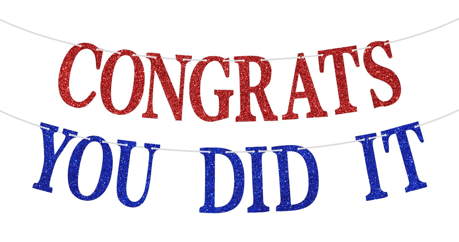 Congrats You Did It Glitter Banner - Class Of 2023 Graduation Party Decorations - View #9
