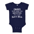 thumbnail image 1 of Congrats You're Going To Be Babysitters Oops We Mean Aunt and Uncle Baby Bodysuit One Piece NB Navy Blue, 1 of 3