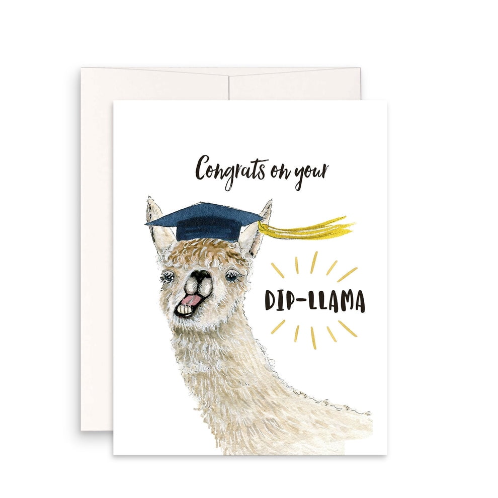 Congrats on Your Graduation Card Funny Dip-Llama Design with Graduation Cap Blank Inside Perfect Gift for Grads on Graduation Day