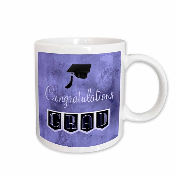 3drose, Congratulation 2014 Grad in Banner Letters with Cap, Purple and Black, 11oz Mug