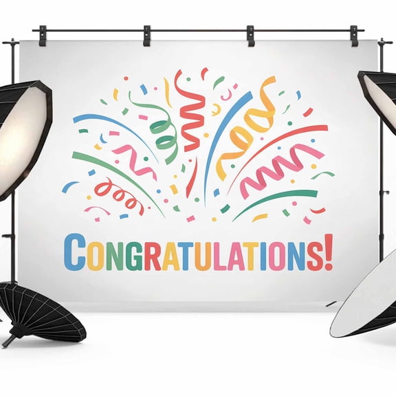 Congratulation Celebration Photography Backdrop 8x6FT, Colorful Ribbon Gradient Gray Photo Backdrops, Background for Photography Studio Photo Studio Background, Back Drop for Photoshoot