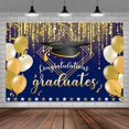 thumbnail image 1 of Congratulation Graduate Backdrop,Blue and Gold Congrats Grad Decor Banner,Graduation Backdrops,2024 Graduation Party Decorations Banner Photography Background Studio Photo Booth Props 9X6FT, 1 of 5