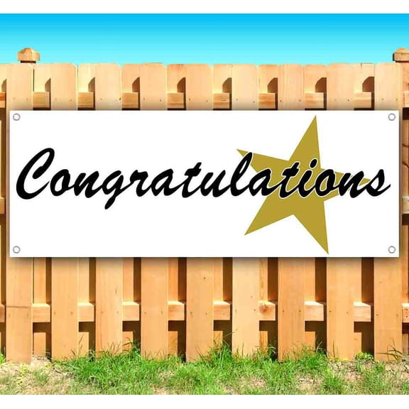 Congratulations 13 oz Vinyl Banner With Metal Grommets
