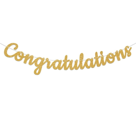 Congratulations Banner - 2023 Graduation Decorations, Congratulation Banner for Baby Shower Wedding Party Supply (Gold)
