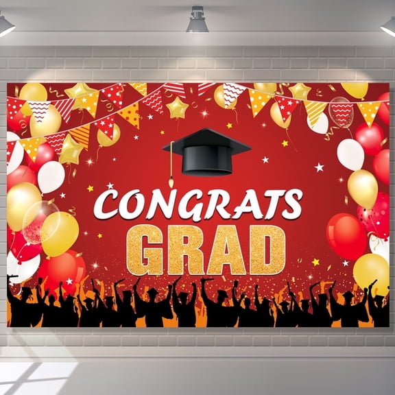 Congratulations Banner Graduation Decoration Class of 2026 Congrats Grad Banner Backdrop graduation Party Favor Supplies Red
